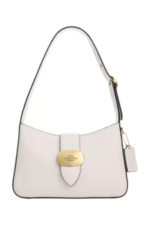 Eliza Zipper Closure Leather Shoulder Bag Chalk Ghw