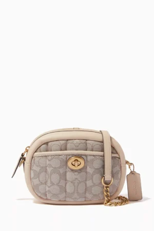 Small Camera Bag with Quilting in Signature Jacquard