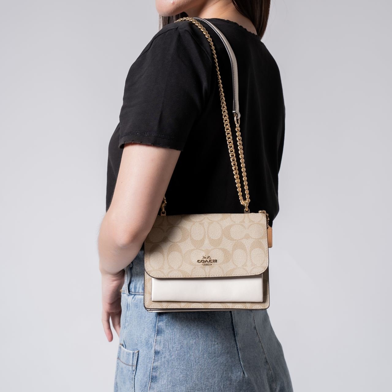 Mini Klare Crossbody Bag In Colorblock Signature Canvas - Image 2